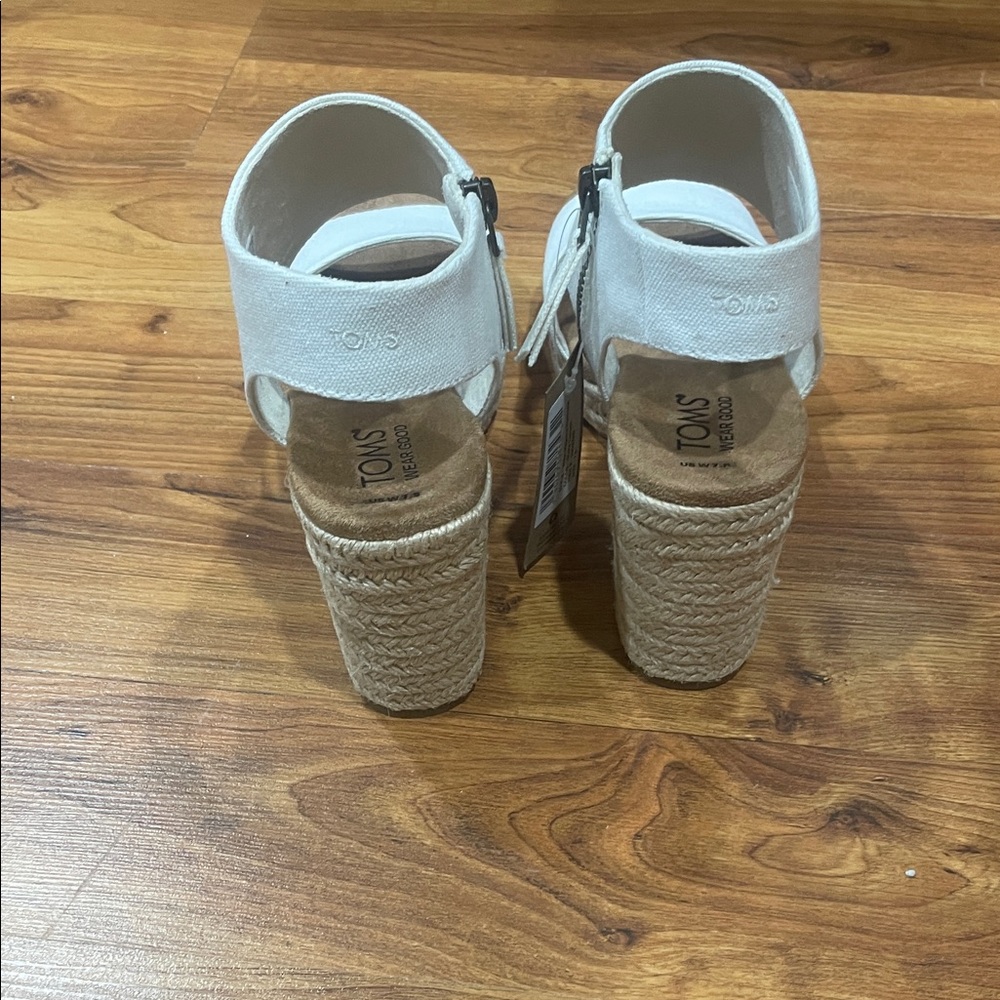 TOMS White Canvas Double-Band Slingback Sandals - Picture 4 of 5